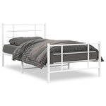 vidaXL Cadre de lit métal sans matelas et pied de lit blanc 100x190 cm