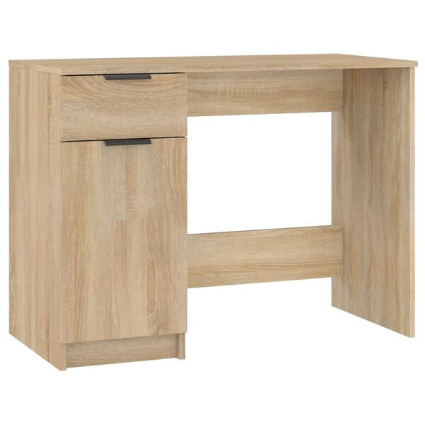 Bureau table poste de travail meuble d'ordinateur informatique étude chêne sonoma 100 x 50 x 75 cm bois d'ingénierie brun 02_0023631