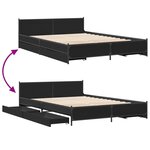 vidaXL Cadre de lit avec tiroirs sans matelas noir 150x200 cm