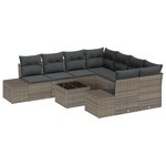 vidaXL Ensemble de canapé de jardin 9 pièces avec coussins gris poly rotin