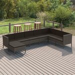 vidaXL Salon de jardin 8 Pièces avec coussins résine tressée gris