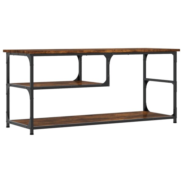 vidaXL Meuble TV chêne fumé 103x38x46 5 cm bois d'ingénierie et acier