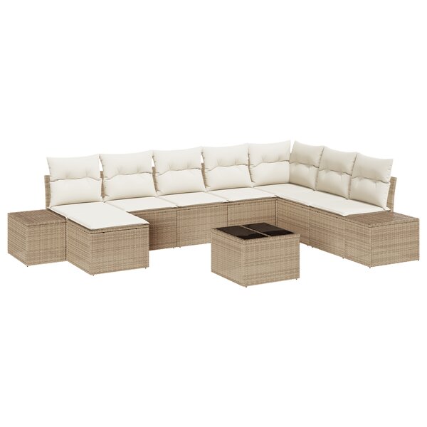 vidaXL Ensemble de canapé de jardin 9 pièces avec coussins en poly rotin brun