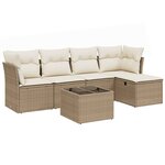 vidaXL Salon de jardin avec coussins 6 Pièces beige résine tressée