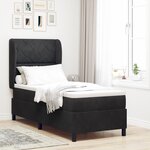 Lit à ressort vidaXL avec matelas Noir 80x200 cm Velours