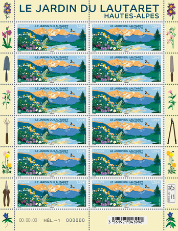 Feuille de 12 timbres - Jardin du Lautaret - Lettre verte