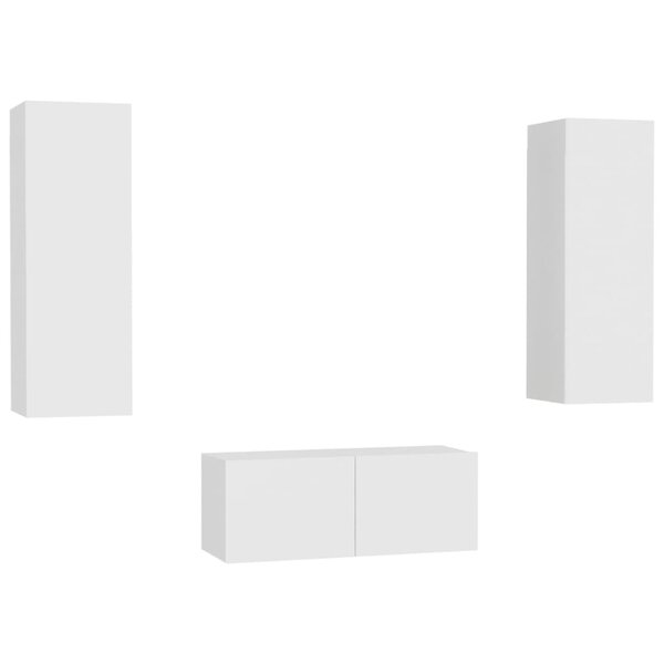 vidaXL Ensemble de meubles TV 3 Pièces Blanc Bois d'ingénierie