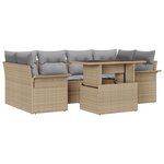 vidaXL Canapé de jardin 7 pièces avec coussins Beige en poly rotin