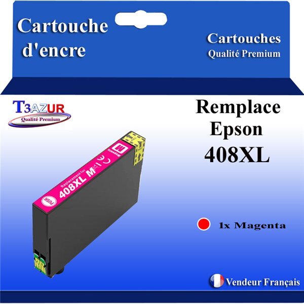 T3AZUR - Cartouche compatible avec Epson WorkForce Pro WF-C4810DTWF  408  408L  408XL - Magenta