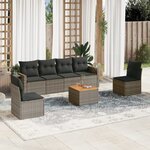 vidaXL Salon de jardin avec coussins 7 Pièces gris résine tressée