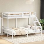 vidaXL Lit superposé sans matelas 90x200/140x200 cm blanc bois massif
