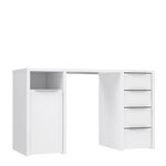 BILBAO Bureau 1 porte 4 tiroirs - Décor papier blanc - L 125 x P 50 x H 75 cm