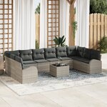 Ensemble de Canapés de Jardin de 11 Pièces avec Coussins Gris Rotin Synthétique
