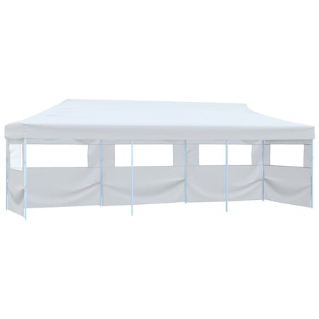 vidaXL Tente de réception escamotable pliable avec 5 parois 3x9m Blanc