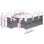 vidaXL Ensemble à manger de jardin et coussins 9 Pièces beige Poly rotin