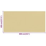 vidaXL Tapis de tente beige 400x800 cm PEHD