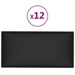 vidaXL Panneaux muraux 12 Pièces Noir 30x15 cm Similicuir 0 54 m²