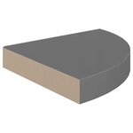 vidaXL Étagères d'angle flottantes 2Pièces gris brillant 25x25x3 8cm MDF