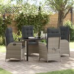 vidaXL Ensemble de jardin 5 pièces avec coussins Gris clair Poly rotin