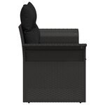 vidaXL Canapé de jardin 2 places avec coussins en poly rotin noir