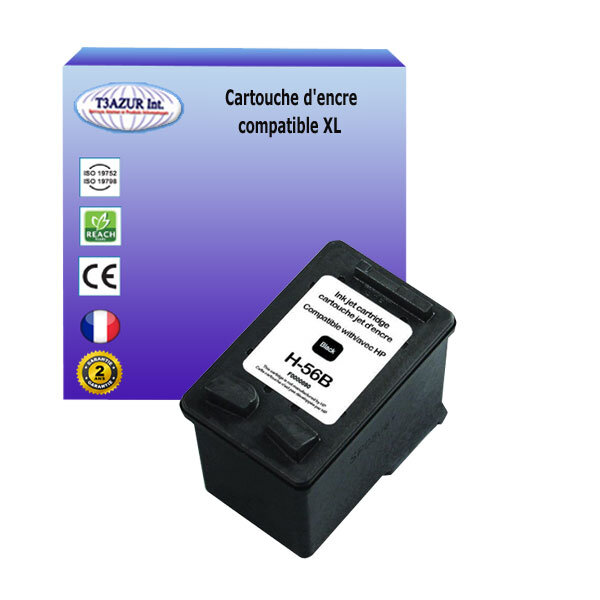Cartouche compatible avec HP PhotoSmart 7660, 7700, 7755, 7760  remplace HP 56 - Noire - 22ml - T3AZUR