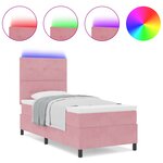 lit à ressort vidaXL avec matelas et LED rose 90x190 cm en velours