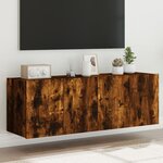 vidaXL Meubles TV muraux et lumières LED 2Pièces chêne fumé 60x35x41 cm