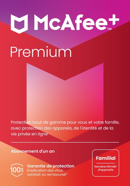 Mcafee+ premium familial - licence 1 an - postes illimités - a télécharger