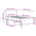 vidaXL Cadre de lit sans matelas 75x190 cm bois de pin massif