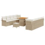 Ensemble de Canapés de Jardin vidaXL 11 pièces avec Coussins Beige Poly Rattan Acacia