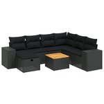 vidaXL Salon de jardin 8 Pièces avec coussins noir résine tressée