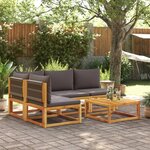 vidaXL Salon de jardin avec coussins 5 Pièces Bois d'acacia solide