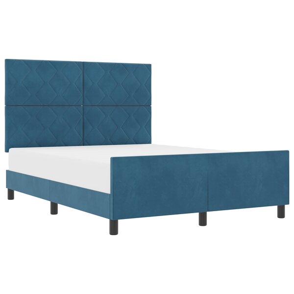 vidaXL Cadre de lit Bleu foncé 140x190 cm Velours