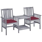 Chaises de jardin avec table à thé et coussins acacia solide 02_0013345