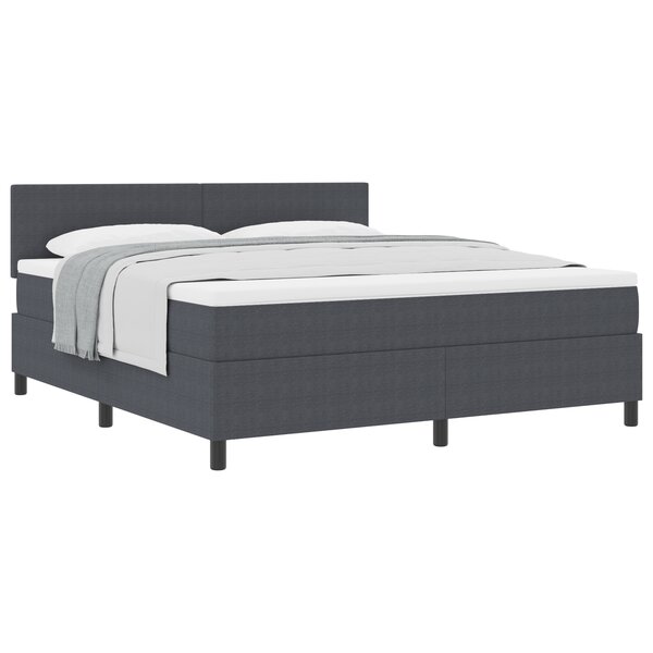 vidaXL Lit à ressorts avec matelas gris foncé Super King Tissu en velours côtelé