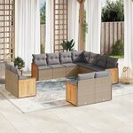 vidaXL Salon de jardin 11 Pièces avec coussins beige résine tressée
