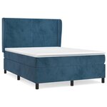 vidaXL Sommier à lattes de lit et matelas Bleu foncé 140x190cm Velours