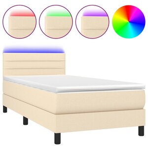 vidaXL Sommier à lattes de lit avec matelas LED Crème 100x200 cm Tissu