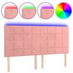 vidaXL Tête de lit à LED Rose 200x5x118/128 cm Velours