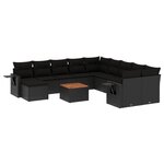 vidaXL Salon de jardin 12 Pièces avec coussins noir résine tressée