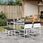 vidaXL Ensemble à manger de jardin avec coussins 9 Pièces blanc textilène