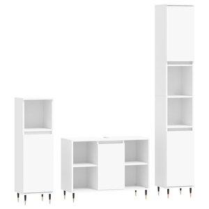 vidaXL Ensemble de meubles salle de bain 3 Pièces blanc bois d'ingénierie