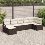 vidaXL Ensemble de canapé de jardin 7 pièces avec coussins en rotin poly marron
