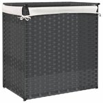 vidaXL Panier à linge avec 2 sections gris 53x35x57 cm résine tressée