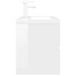 vidaXL Armoire d'évier lavabo intégré blanc brillant bois d'ingénierie