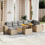 vidaXL Salon de jardin avec coussins 8 Pièces beige résine tressée