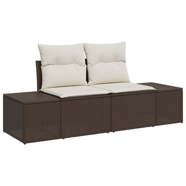 vidaXL Canapé de jardin 2 places avec coussins en rotin poly marron