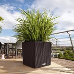 LECHUZA Jardinière CUBE Cottage 50 ALL-IN-ONE Moka