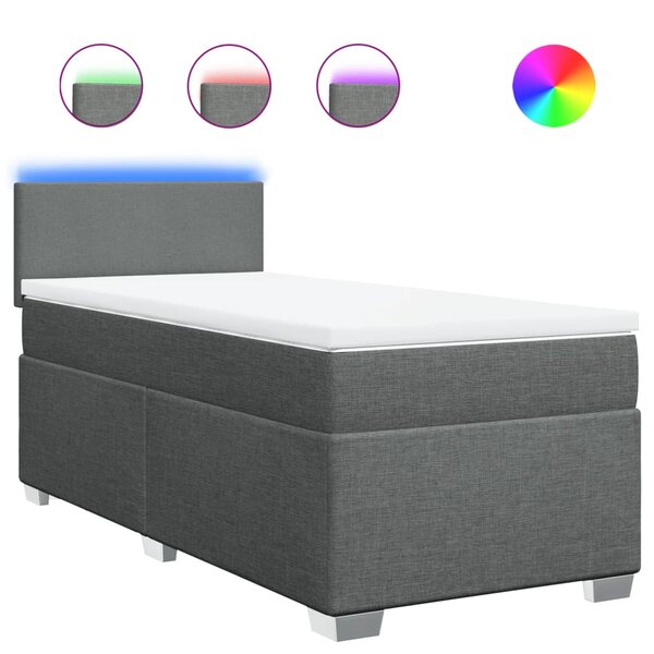 vidaXL Sommier à lattes de lit avec matelas Gris foncé 90x200 cm Tissu