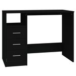 Bureau table poste de travail meuble d'ordinateur informatique étude avec tiroirs 102 x 50 x 76 cm bois d'ingénierie noir 02_0023473